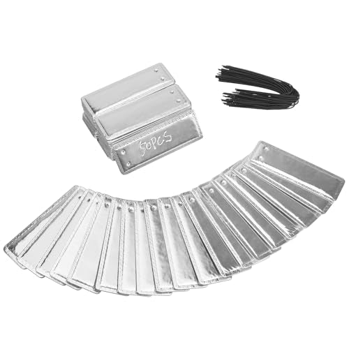 ArlinaL 50 Pack Aluminum Plant Labels, Metal Tags Outdoor for Plant Markers, Double Sided Writable Garden Tags with 6 Inch Wires