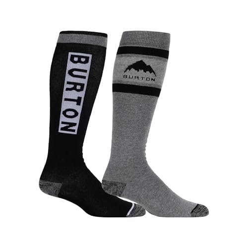 Burton Men’s 2-Pack Weekend Midweight Winter Socks – Warm Snowboard Socks with Arch Support & Reinforced Toe & Heel - color: True Black, size: Large