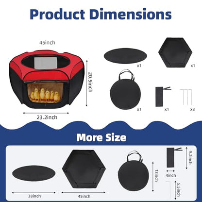 Brooder Box for Chicks Starter Kit - Upgraded Dual Door Collapsible Large Chicken Pen, Easy to Clean Chicken Coop Supplies for Ducks, Quail, Cats, or Dogs, Holds Up to 20 Chicks