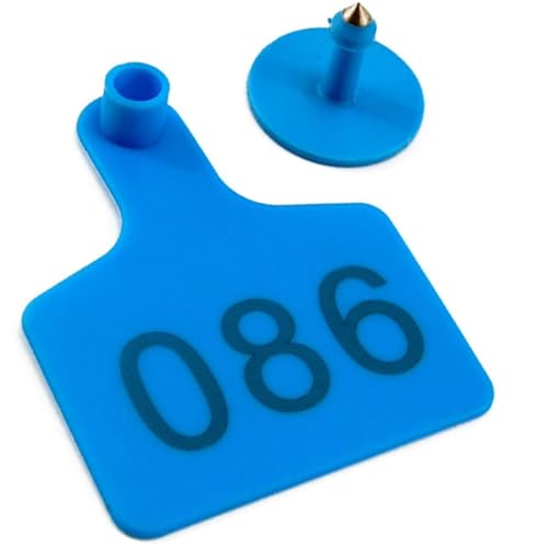 Numbered Cattle Ear Tags,Thickened Plastic Livestock Ear Tags with Numbers 001-1000 for Cattle,Goat,Pigs,Cow Identification Ear Tags Blue 301-400 - color: Blue, size: 301-400