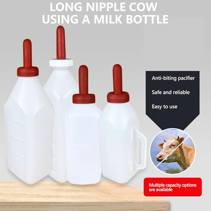 Large Capacity Calf Milk Container Feeding Bottle with Leakproof Nipple Easy Refilling Wide Mouth for Livestock Nursing Long Nipple Livestock Feeding Bottle - color: Vertical 3.5L integr
