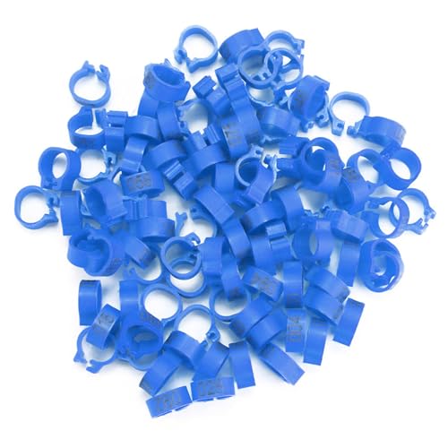 100PCS 8MM 001-100 Numbered Plastic Letter Pigeon Bird Leg Bands Rings, Bird Chicks Parrot Clip Rings Band (Deep Blue) - color: Deep Blue