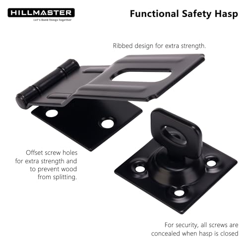 HILLMASTER Swivel Staple Safety Hasps, 4-1/2" Gate Door Hasp Latch with Twist Knob Safety Padlock Clasp Lock for Fence, Gate, Cabinet, Barn Door, Shed, Black - size: 1 Pack