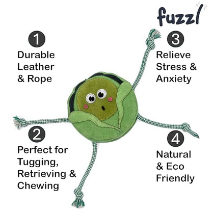 Fuzzl Eco Leather Super Sprout Natural and Tough Dog Toys - Long Lasting Chew Toys for Aggressive Chewers - Strong Dog Toy for Dogs and Puppy - style: Leather Sprout