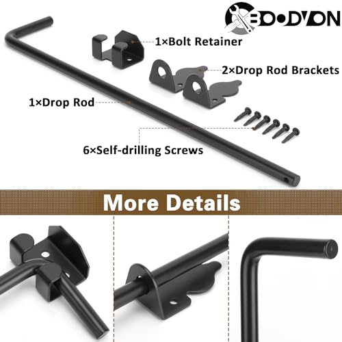 36 Inch Cane Bolt Gate Drop Rod Heavy Duty Gate Hardware, Gate Ground Latch for Wooden Fences, Metal Gates Doors Stopper for Gate Ground, Wrought Iron Gate Latches, Black Finish(1 Pack) - size: 36 Inch