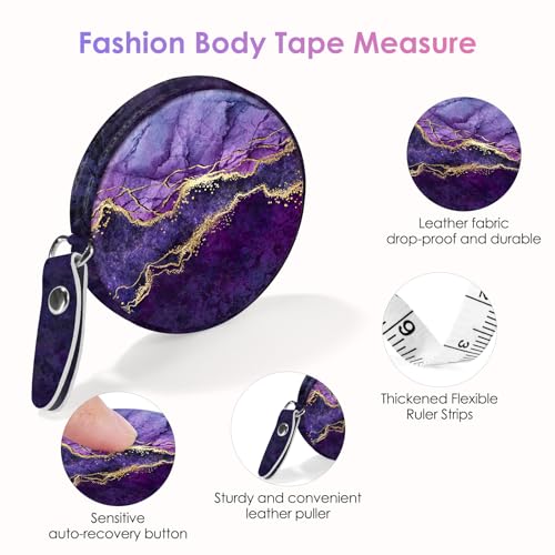 Sewing Tape Measure，Colour Printed Small Retractable Soft Measuring Tape for Tailor Cloth Fabric Body Measurements. - color: Purple Marble