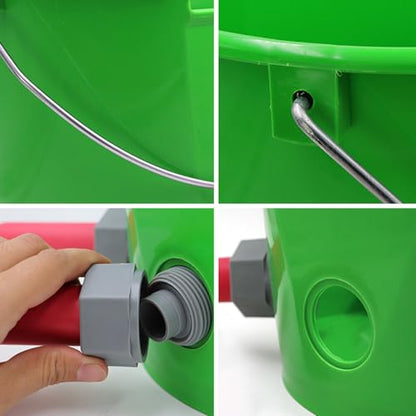 Feed Bucket, 8L Large Capacity Livestock Milk Goat Feeder with Nipple, Green Sheep Feeder & Baby Bottle Bucket for Calves, Lambs, and Kids, 5 Mouth - color: 5 Mouth