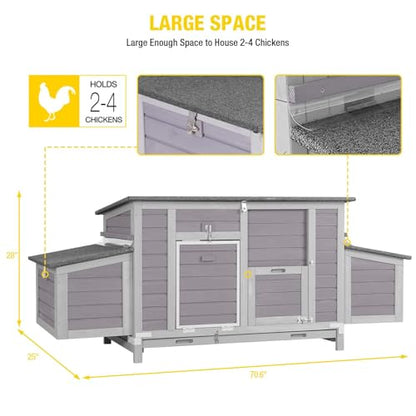 Aivituvin Chicken Coop with Two Nesting Boxes Large Wooden Hen House Outdoor Weatherproof Rabbit Hutch Duck Cage (AIR69) - color: Grey, size: AIR69