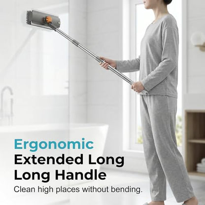 Floor Scrub Brush with Long Handle, 3 in 1 Scrape and Heavy-Duty Stiff Bristle Scrubber Brush, 2-in-1 Floor Brush with Built-in Squeegee, 3 in 1 Floor Scrub Brush (White-1PC) - color: White-1pc