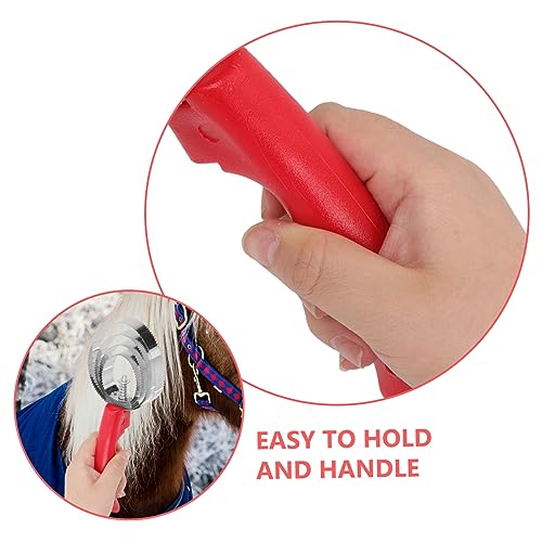 LIOOBO 2Pcs Stainless Steel Horse Grooming Brush Set Double-Sided Shedding Comb for Livestock Effective Hair Removal Tool Grip Random Color