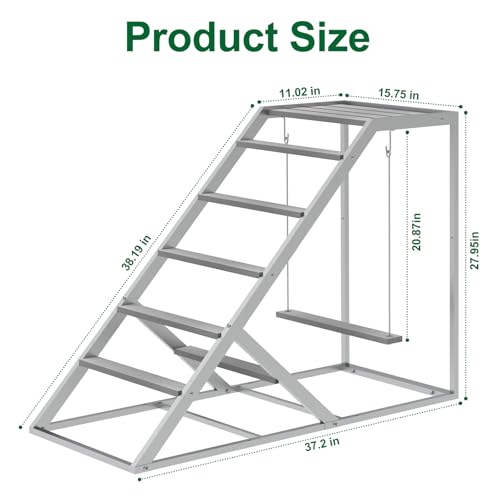 Chicken Perch Swing for Coop – Wooden Hanging Roosting Bar & Climbing | Chicken Perch for Hens & Chicks | Chicken Coop Accessories for Exercise, Pecking & Balance Training,Grey