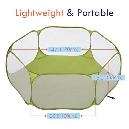 Pawaboo Small Animals Playpen, Waterproof Small Pet Cage Tent with Strong Steel Wire Frame, Portable Outdoor Yard Fence for Chick/Kitten/Puppy/Guinea Pig/Rabbits/Hamster/Chinchillas, Green - color: Avocado Green