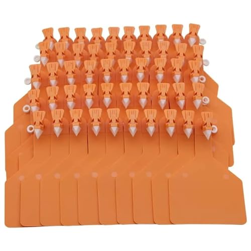 50Pcs Z Tags One-Piece Cattle Ear Tags TPU Blank Livestock Animal Identification for Cattle, Sheep, Goat, Pig, Large Size (Orange)