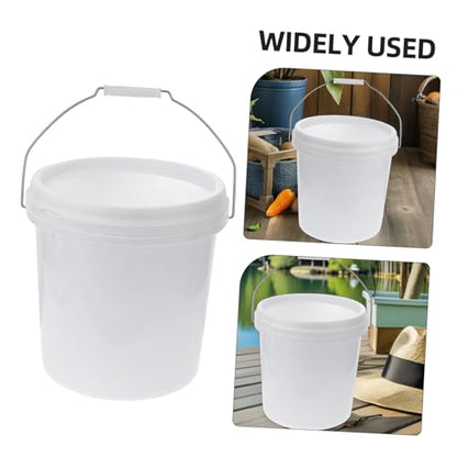 HEALLILY Food Container Sand Bucket All Purpose Pail 5 Gallon Buckets Food Storage Containers with Lids Airtight Pails Mop Bucket Toy Food with Cover Vomit Bucket Food Grade Plastic White