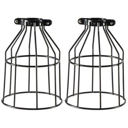 Pack of 2 Industrial Adjustable Light Fixture Lamp Guard, DIY Metal Wire Cage Light Fixture Lamp Cage Guard, Upgrade Black Hanging Pendant Light Bulb Cage - color: 2-pack