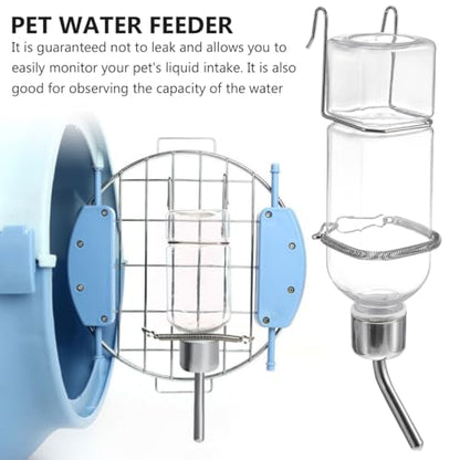 Yardwe Guinea Pig Water Bottle 2 Pcs, Hanging Small Animal Water Dispenser with Stainless Steel Drinking Tube for Rabbits, Hamsters and Ferrets, Transparent