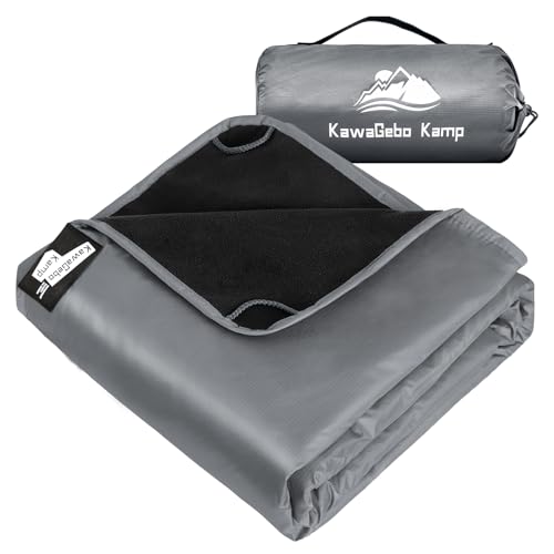 Fleece Waterproof Outdoor Blanket - Windproof Stadium Blanket for Camping, Picnics, and Sports Stay Dry and Comfortable 80"x 58"(Gray) - color: Grey