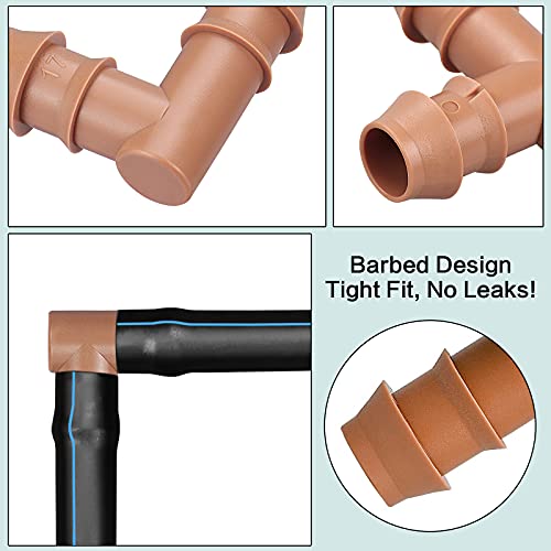 21-Pack Drip Irrigation Universal Barbed Elbow Fitting, Barbed Connectors for 1/2" Drip Tubing - size: 21P-Elbow