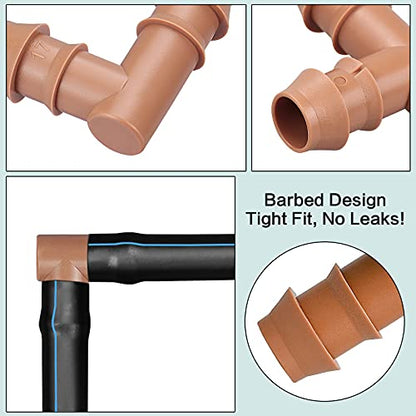 21-Pack Drip Irrigation Universal Barbed Elbow Fitting, Barbed Connectors for 1/2" Drip Tubing - size: 21P-Elbow