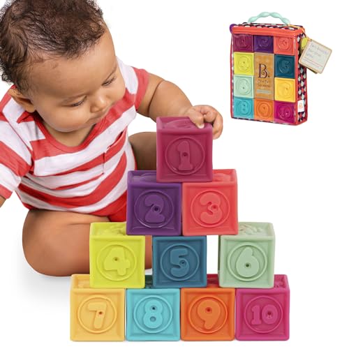B. toys – Baby Blocks – Stacking & Building Toys for Babies – 10 Soft Blocks with Numbers, Shapes, Animals – Educational & Developmental – 6+ Months – One Two Squeeze - style: Baby Blocks (10 Pcs)