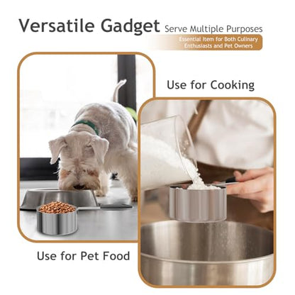 1PCS 2/3CUP(158ml) Dog Cat Food Scoop, Stainless Steel Measuring Cup, Metal Pet Scooper with Inner Precision Scale Measurement - size: 2/3 cup