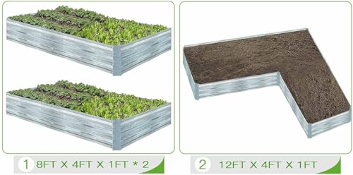 Galvanized Raised Garden Beds 2-Pack (8x4x1ft Each) – Flat Panel Design with 4 Support Bars, Heavy-Duty Metal Planter Box for Vegetables, Herbs, Flowers, Budget-Friendly Steel Garden Kit - size: 8x4x1ft (2 pack)