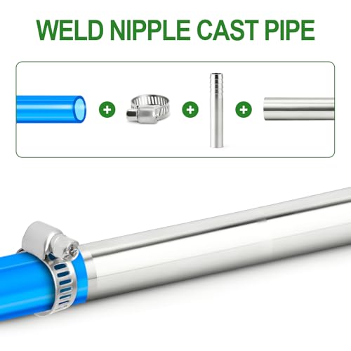 TAISHER 5PCS 304 Stainless Steel Pipe Fittings, 1/2" Barb, 4" Length Weld Nipple Cast Pipe - size: 1/2" Barb(4" Length)