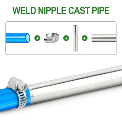 TAISHER 5PCS 304 Stainless Steel Pipe Fittings, 1/2" Barb, 4" Length Weld Nipple Cast Pipe - size: 1/2" Barb(4" Length)