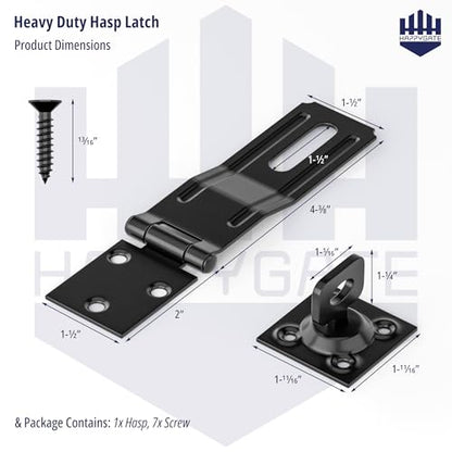 Swivel Staple Safety Hasp Latch Lock, Stainless Steel Padlock Hasp Door Lock Latch Hardware, Brushed Finish Clasp Hasp Lock Latchs for Fence, Shed, Gate, Cabinet, Pet Cage, Black, 1pcs - color: Black
