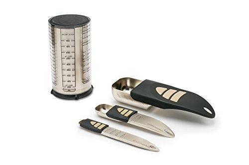 KitchenArt Baker’s Pro Adjust-A-Measure Set, 4-Piece, Satin | Adjustable Teaspoon, Tablespoon, 1/2 Cup Scoop & 2 Cup | All The Essentials For Baking & Cooking | Kitchen Gadgets & Gifts - size: 4-Piece Set