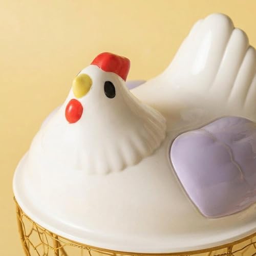Chicken Egg Basket with Ergonomic Handles Farmhouse Storage Egg Collection Vegetable Fruit Organizer Metal Mesh Suitable for Home Decoration, Purple