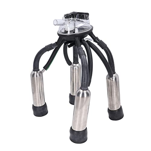 Cow Milking Cluster, Stainless Steel Rustproof Shell Silicone Liners Vacuum Pump Milking Machine Milker Claw with Accessories for Cattle and Sheep