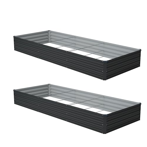 zunatu 12x4x1 ft(2 Pack) Galvanized Raised Garden Bed,Outdoor Planter Box Metal Patio Kit Planting Bed for Vegetables Flowers and Succulents,Black - color: Black, size: 12x4x1ft (2 Pack)