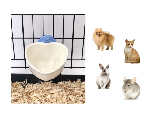 Choco Nose Patented Removable Heart Shaped Food Bowl for Dogs/Puppies/Rabbits/Cats/Guinea Pigs/Chinchillas/Birds -Water Dish for Small Pets or Animals - for Wire Cages or Crates 8 oz, Blue (C607) - color: Blue