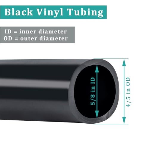 Black Vinyl Tubing 5/8” ID × 4/5” OD - 10 Feet PVC Flexible Plastic Tube Hybrid Hose, Transfer Water Air Oil for Pond Fountain Garden, Non-toxic and BPA free - size: ID 5/8 INCH, style: 10 Feet
