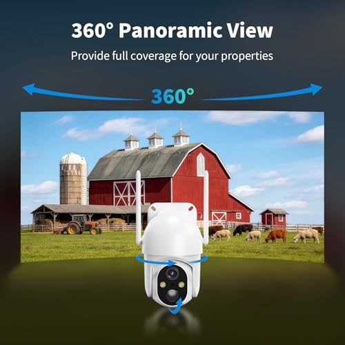 ELYSOO 4G LTE Cellular Security Camera, 2 Pack Solar Powered Outdoor Cameras No WiFi Needed for Farm&Ranch, 360° View, 2K Night Vision, Built in SIM Card(Support Verizon/AT&T/T-Mobile) - White - color: White
