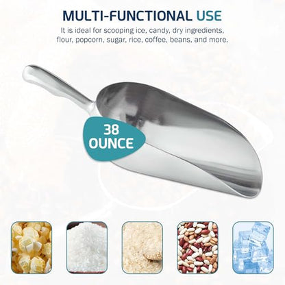 OCS Parts Aluminum 12-Inch Food and Ice Scoop | 38-Ounce | Professional Grade Scooper for Ice, Flour, Candy, Sugar, Rice, Popcorn, Coffee, and Beans for Home or Commercial Kitchens - size: 38-Ounce