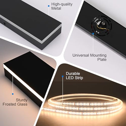 2 Pack 48 Inch Waterproof Outdoor Wall Light, 5.9 Inch Wide Linear Outdoor Garage Lighting Fixtures Long Exterior LED Wall Light for Porch Garage Patio, 3000K-6000K 5CCT - size: 48in