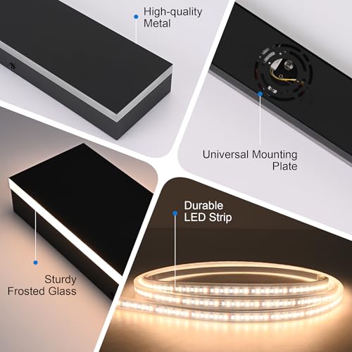 2PCS 40in Long LED Outdoor Wall Lights Dimmable Outdoor Wall Sconce 30W LED Linear Exterior Light Fixture for House Garage Courtyard, 3000K-6000k, Suit for US Standard Junction Box - size: 40in