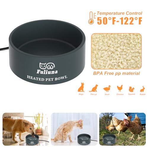 Large Heated Water Bowl, Outdoor Heated Dog Bowl with Chew Resistant Power Cord, Thermal Bowl Provide Drinkable Water in Winter, Heated Pet Bowl for Cat Rabbit Chicken Duck Squirrel 0.85 Gal