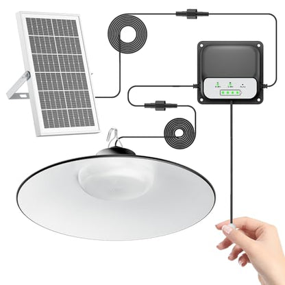 Otovoda Solar Shed Light Indoor Outdoor,2000LM Daytime Available Pendant Light with Pull String, 3 Lighting Modes, IP65 Waterproof, Dusk to Dawn Outdoor Light for Barn Home Chicken Coop Gazebo Garage