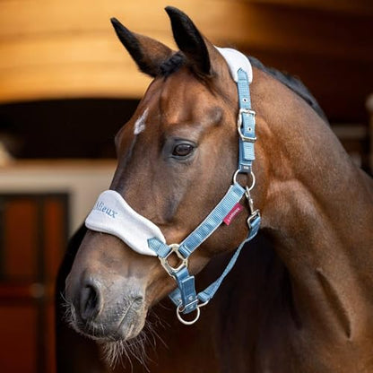 LeMieux Vogue Fleece Headcollar - Halter & Leadrope - Extra Padding, Adjustable at Curb and Poll Strap - color: Ice Blue, size: Pony
