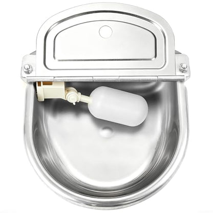 NATGAI Automatic 304 Stainless Steel Waterer Bowl, Automatic Cow Drinking Water Bowl with Float Valve Water Trough Farm Grade for Horse Cattle Goat Sheep Dog (Without Drainage Hole)