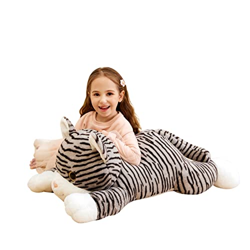 IKASA Giant Striped Cat Stuffed Animal Plush Toy,Large Kitten Big Jumbo Soft Toys,30" Huge Size Cute Plushy Fluffy Fat Plushie,Gifts for Kid - style: Cat
