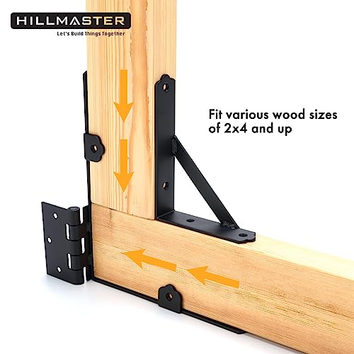 HILLMASTER 2 Set Anti Sag Gate Frame Kit Gate Corner Brace Bracket Heavy Duty Adjustable Gate Hardware with Gate Latch for Wooden Fences,Driveway Gates,Shed Doors,Corral Gates,Wood Windows - size: 2 Sets