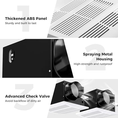 COSTWAY 200 CFM Bathroom Exhaust Fan, Ceiling Mount Exhaust Ventilation Fan for 200 Sq.Ft, Household Bath Vent Fan w/Metal Housing, 6 Inches Duct, 2 Sones Quiet Operation, White - size: 200 CFM