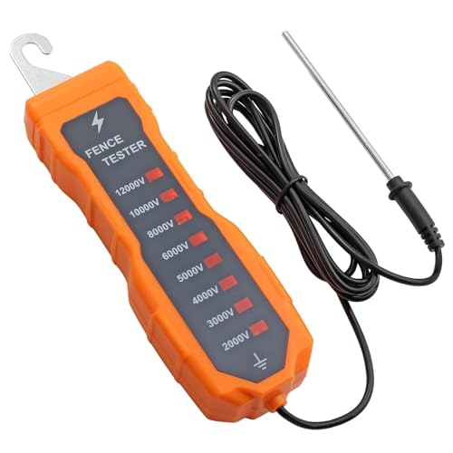 Neoteck 2000-12000V Electric Fence Voltage Tester Fence Fault Finder with 8 Neon Indicator Lights Portable Fence Tester Suitable for Troubleshoot Faults of Ranch and Farm Fences