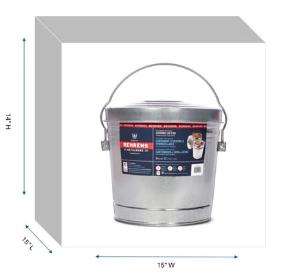 Behrens 6 Gallon Rust Proof Galvanized Steel Locking Lid Dry Storage Recyclable Trash Can for Outdoor and Indoor Storage and Waste Disposal