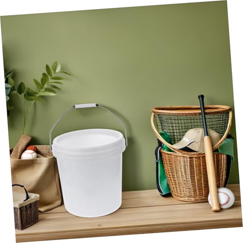 IMIKEYA Food Grade Plastic Storage Bucket with Lid Airtight Multipurpose Container for Pet Food Livestock Feed Charcoal Thick Plastic Pail with Hand Grip and Side Handles for Easy Carrying