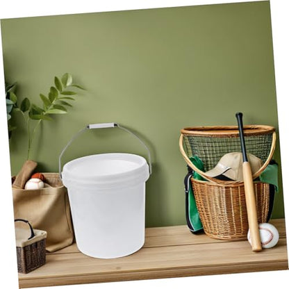 IMIKEYA Food Grade Plastic Storage Bucket with Lid Airtight Multipurpose Container for Pet Food Livestock Feed Charcoal Thick Plastic Pail with Hand Grip and Side Handles for Easy Carrying